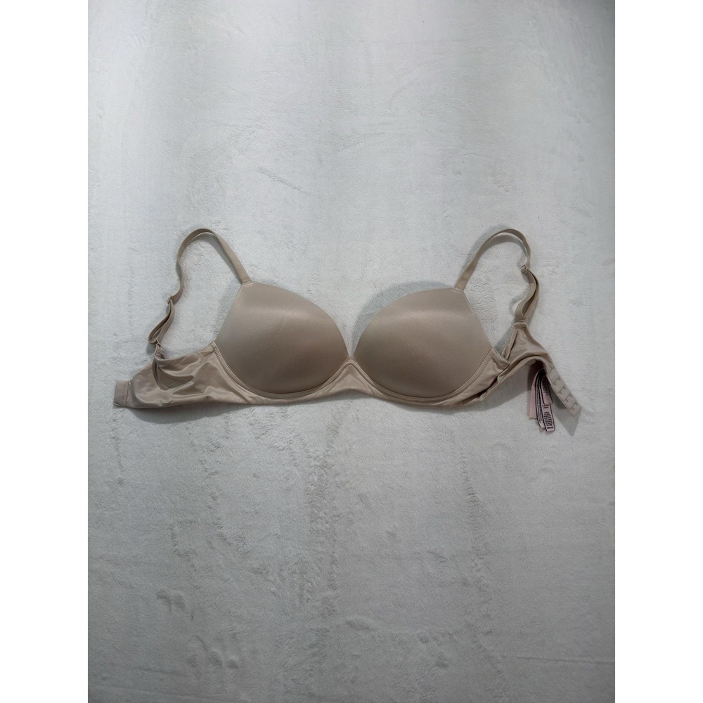 Victorias Secret Bra Womens 34DD Beige T Shirt Wireless Padded Seamless Lined